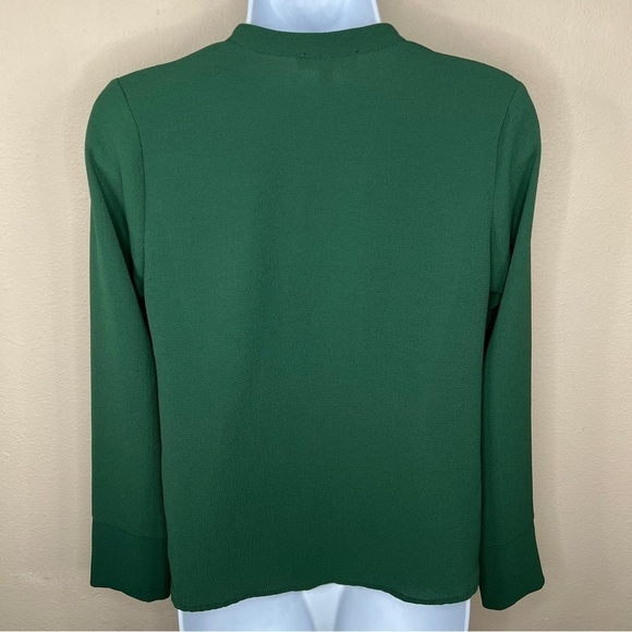 Monteau Green Long Sleeve Button Down Blouse Womens Small Stretch - Picture 5 of 7